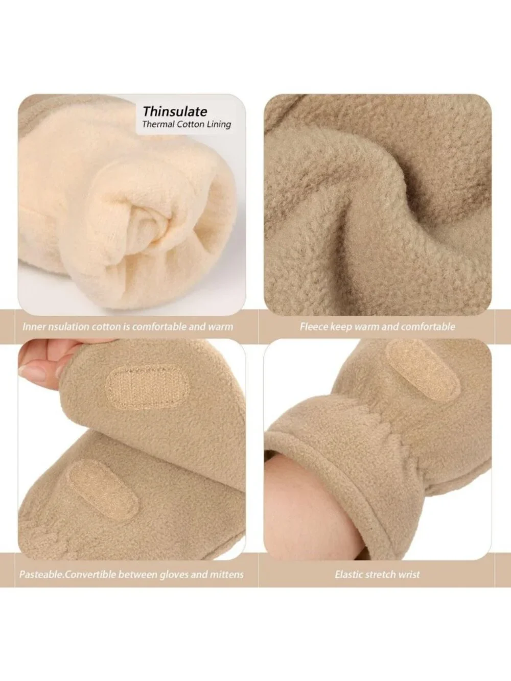 Cozy Fingerless Convertible Mittens for Women & Men - Warm Winter Gloves